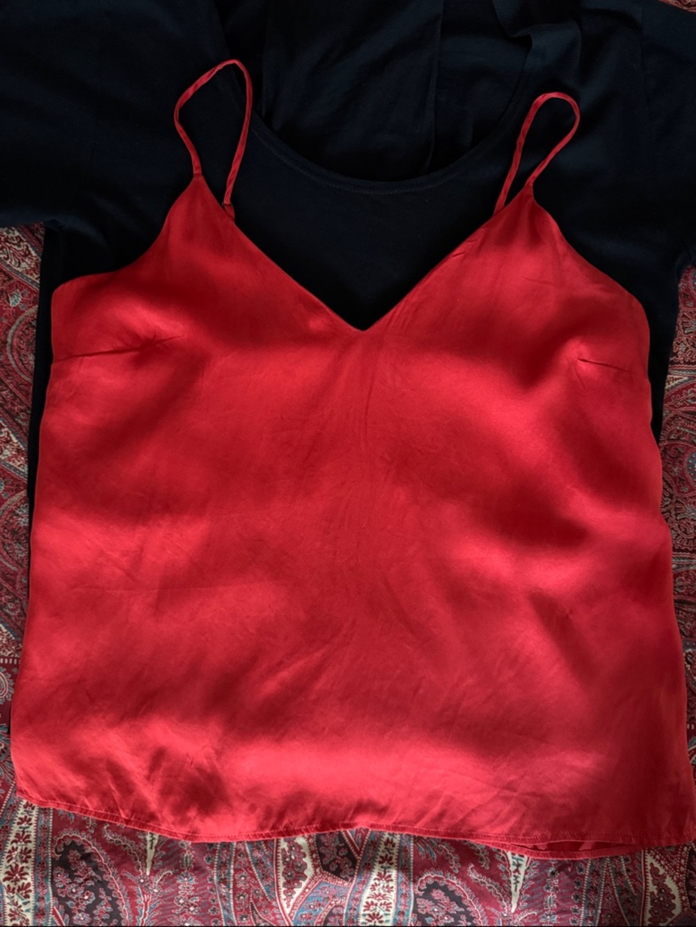 Anine Bing Red Satin V-Neck Cami